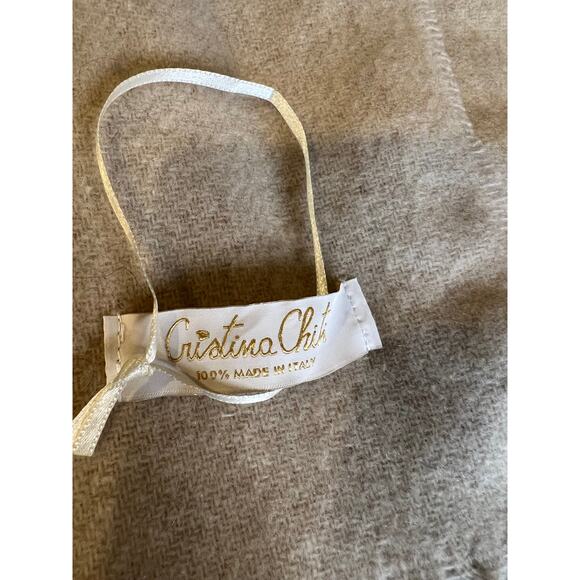 Cashmere Long Fringed Scarf Oatmeal - Picture 6 of 7